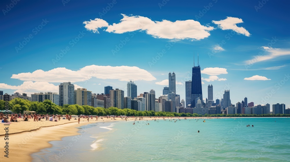 Fototapeta premium skyline lake michigan chicago