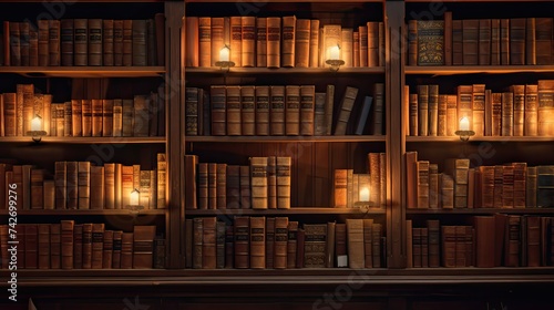 shelves library books lights