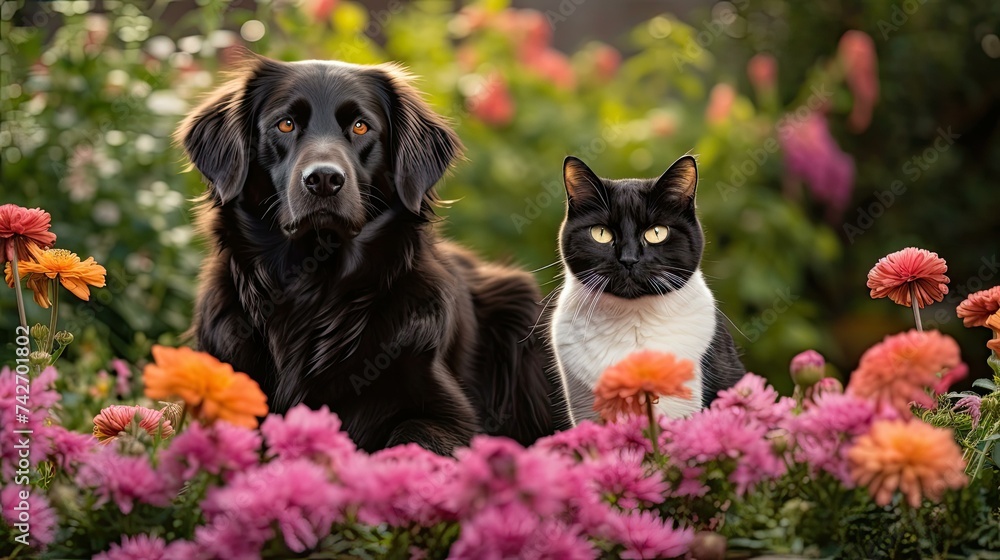 pet cat dog flowers