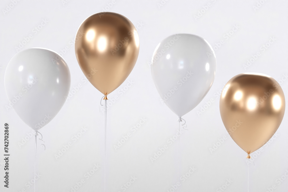 Golden balloons on white background Golden balloons on white background