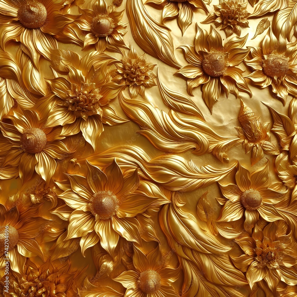 Golden abstract background. golden floral background. golden decorative. Gold baroque. Generated AI. Golden abstract background. golden floral background. golden decorative. Gold baroque. Generated AI.