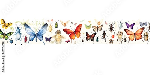 Watercolor draw paint style insect template mock up on canvas paper. Can be used for decoration purpose © AkimD