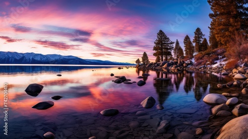 beauty lake tahoe sunrise