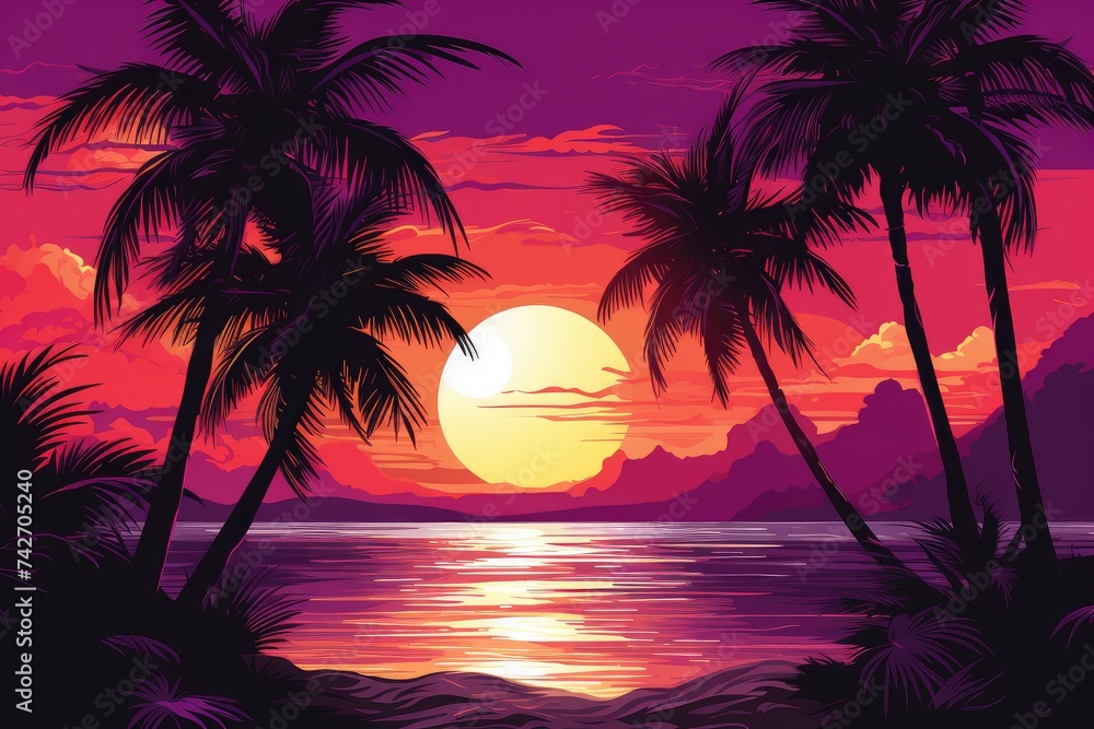 Tropical Sunset Serenity Generative AI - A Picture Perfect Escape