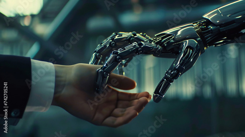 Robot and human touch.