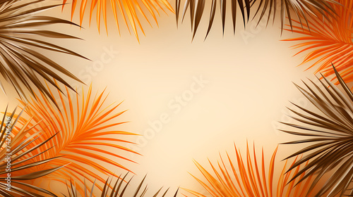 Palm plant border form  square plant frame with copy space