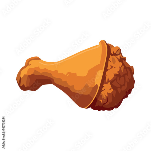 Vector illustration of fried chicken leg on white background