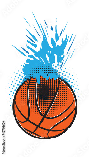Exploded basketball ball, summer school concept.
