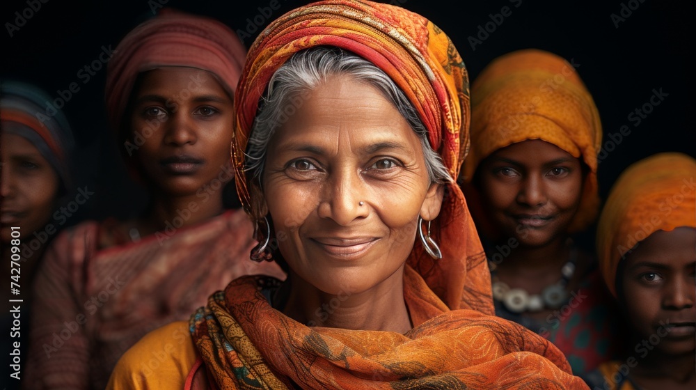Woman Standing in Front of Crowd Woman Standing in Front of Crowd
