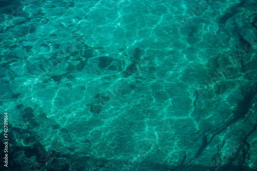 clear turquoise water in the lake