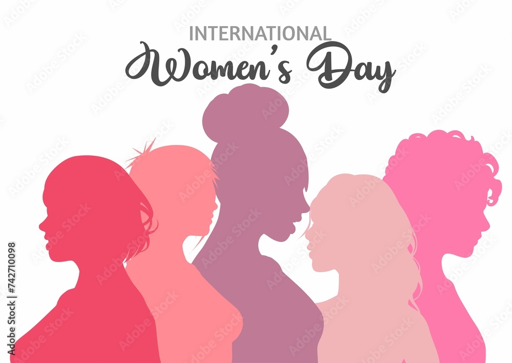 International Womens Day Background With Female Silhouettes