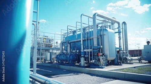 A large industrial plant with pipes and valves, suitable for industrial and engineering concepts