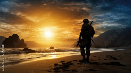 warrior navy seal silhouette photo