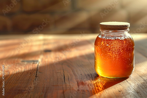 Pure Honey in a jar copy space