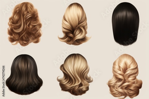 Variety of colorful hair styles, perfect for beauty and fashion projects