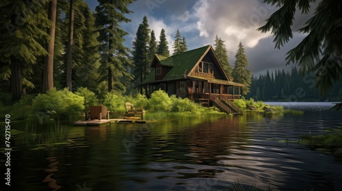 nature cabin on lake