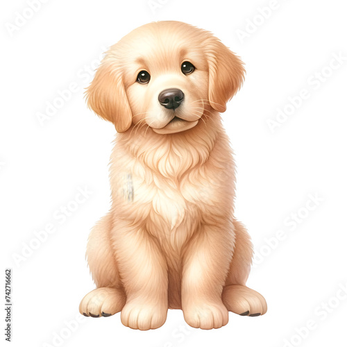 Cute isolated watercolor dog breed clipart of golden retriever