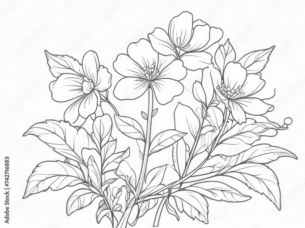 tree branch line floral hand-drawn sketch tree branch line floral hand-drawn sketch