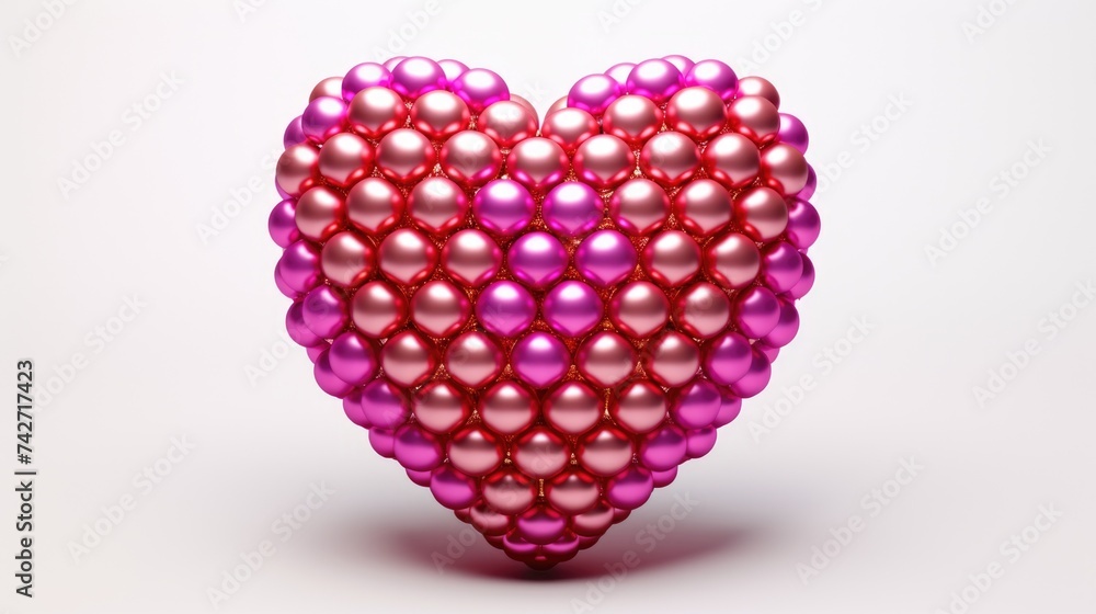 A heart made out of pink and silver balls, perfect for Valentine's Day decorations A heart made out of pink and silver balls, perfect for Valentine's Day decorations