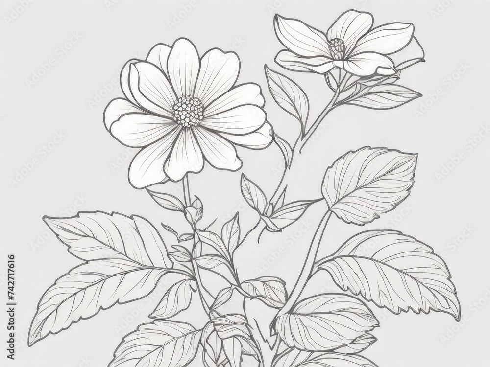 Hand drawn flat design simple flower outline Hand drawn flat design simple flower outline