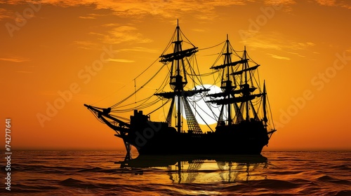 treasure pirate ship outline