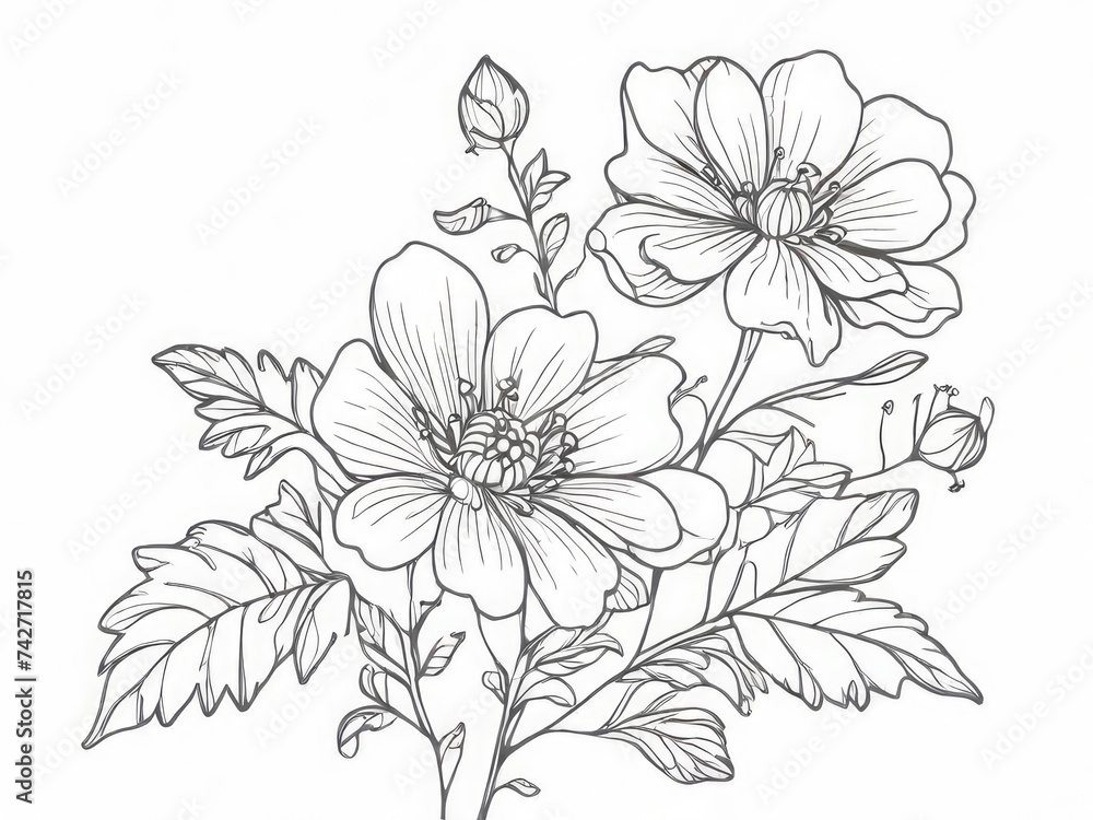 Hand drawn flat design simple flower outline Hand drawn flat design simple flower outline