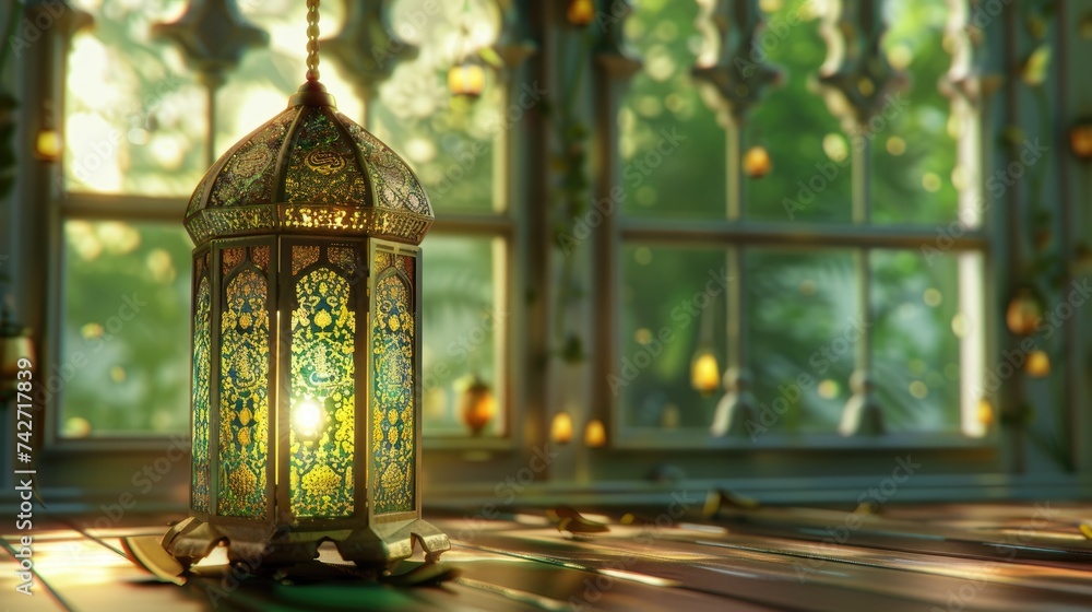 Lanterns in the interior of the mosque. Ramadan Kareem. Lanterns in the interior of the mosque. Ramadan Kareem.