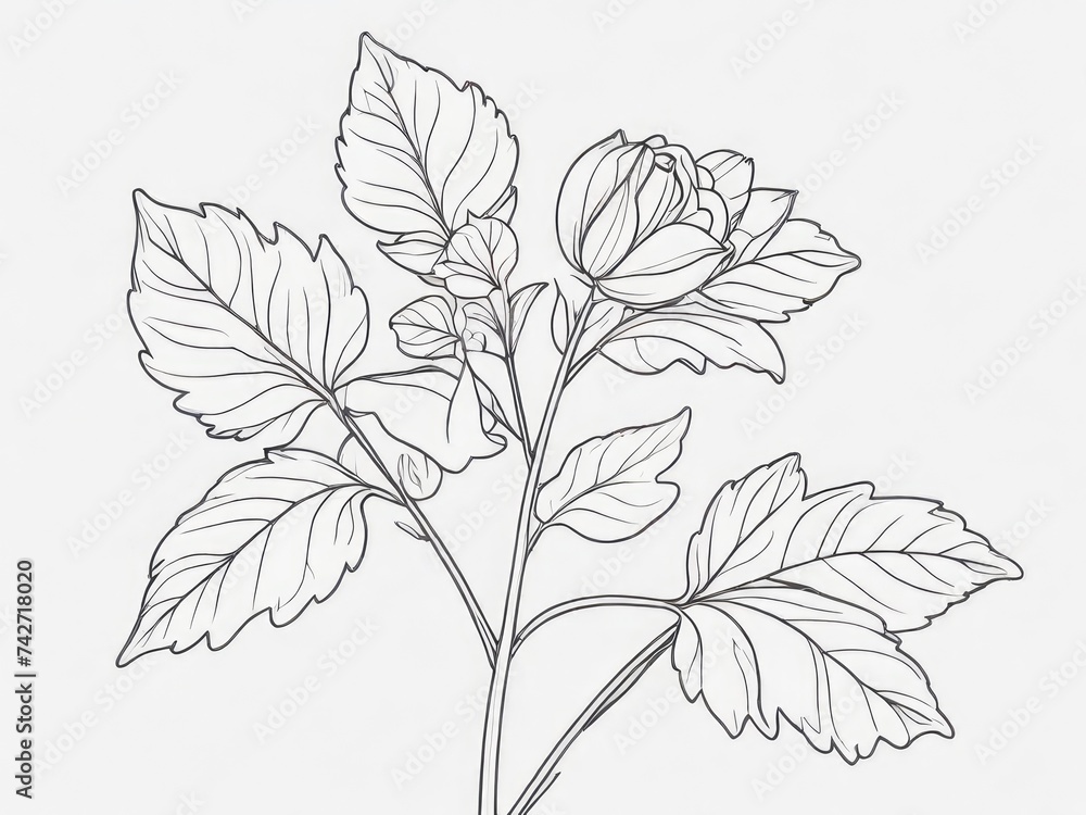 Hand drawn flat design simple flower outline Hand drawn flat design simple flower outline