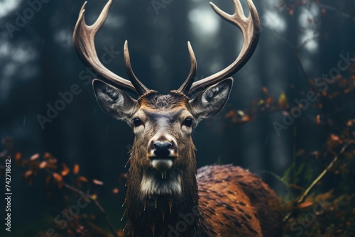 Close-up of a deer in a forest, suitable for nature themes