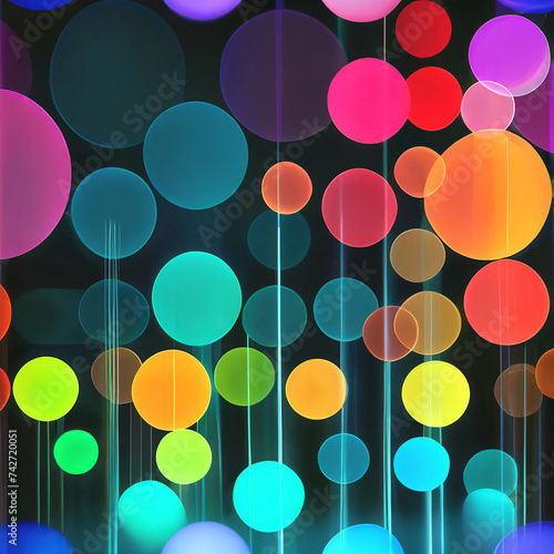 illustration, abstract colorful trees made of colored circles