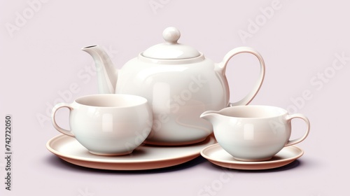 Tea set with two cups on saucer, perfect for tea party invitations