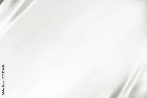 Abstract white gradient background. Minimalistic subtle wavy silver silk texture. 3D vector illustration.
