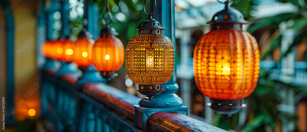 Colorful lanterns in a traditional market, reflecting the vibrant craft and cultural beauty of Eastern design