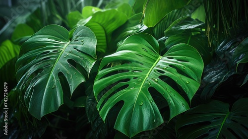 A close up image of a bunch of green leaves. Suitable for nature concepts