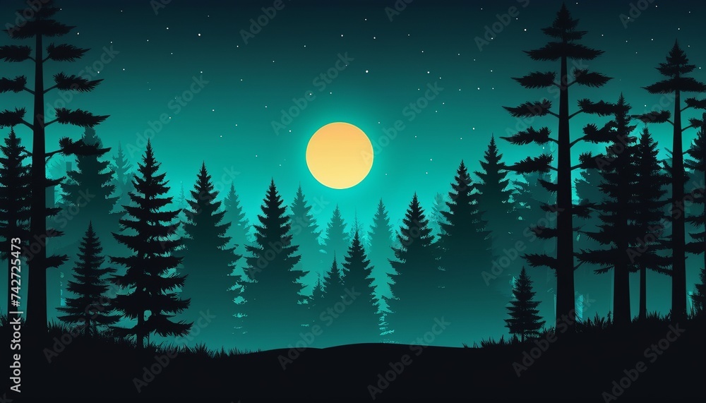 Fototapeta premium Flat Style Vector Design of a Forest Silhouette
