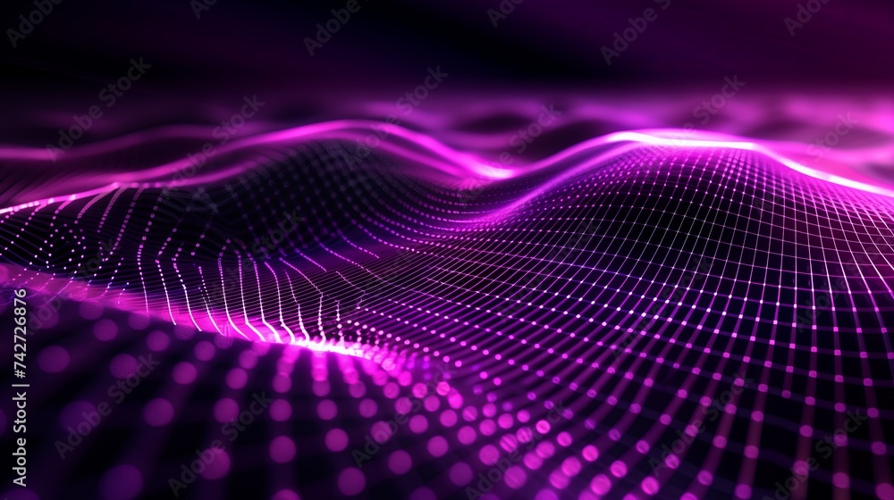 Abstract violet dot grid background, purple silky smoke, neon glow background, wallpaper, laser beam light lines, high speed internet, technology backdrop. Abstract violet dot grid background, purple silky smoke, neon glow background, wallpaper, laser beam light lines, high speed internet, technology backdrop.