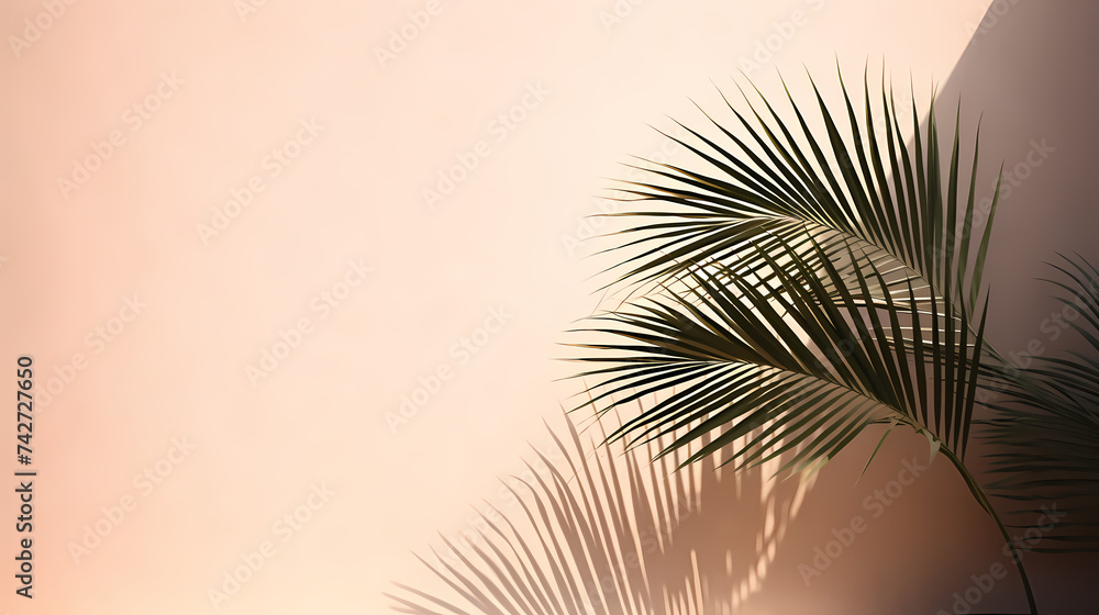 Close up of palm leaves on background