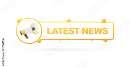 Latest news banner icon. Flat style. Vector icon