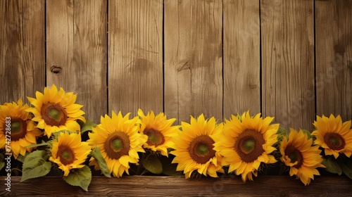 country rustic background with sunflowers