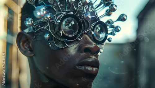 portrait of an African American man wearing tech glasses