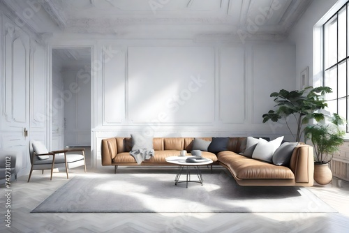 3d render of beautiful clean interior