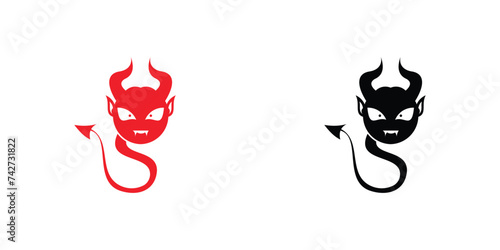 Simple devil logo design with unique concept| premium vector