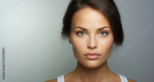 Mujer con maquillaje y mirada intensa