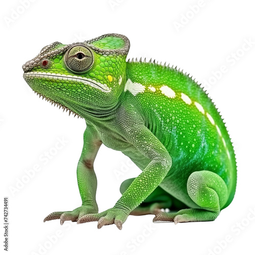 Chameleon isolated on white and transparent background. Ideal for use in advertising. Generative ai
