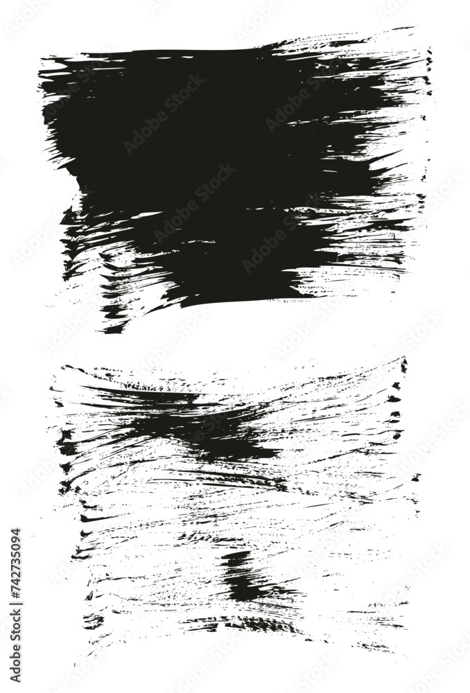 Hand Drawn Flat Fan Brush Thin Long Background High Detail Abstract Vector Background Set 