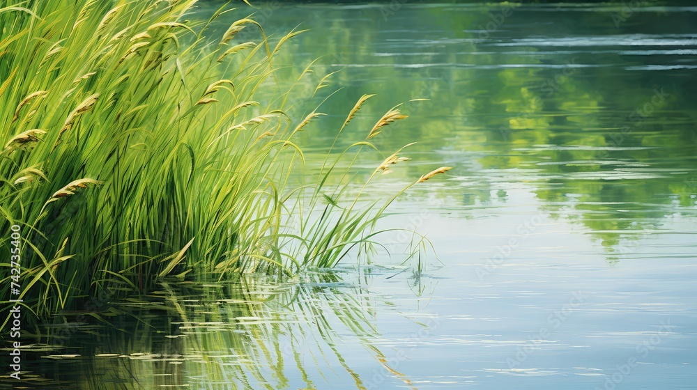 water lake grass - obrazy, fototapety, plakaty 