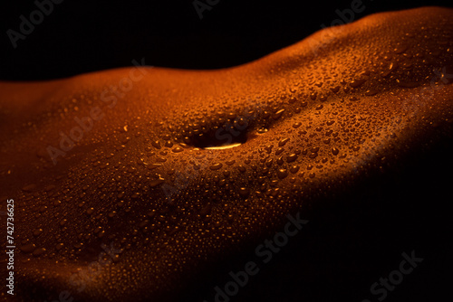 Tableau sur toile drops of sweat and water on an athletic body in low key