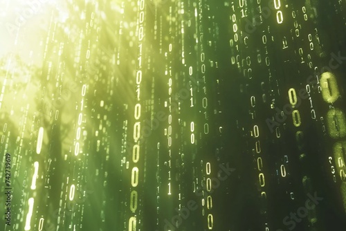 Technology stream background depicting a cascade of binary code in an abstract design photo