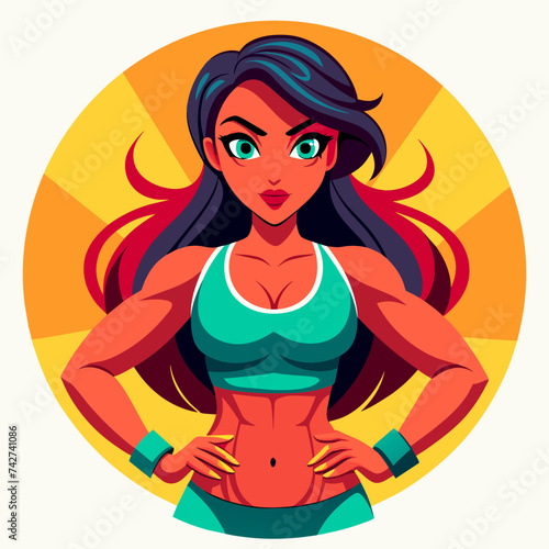 Beautiful Girl Fitness body gym illustration 