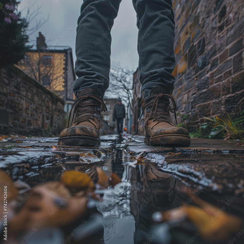 walking in the rain, walking in the park, autumn in the city, from the ground, low angle shot walking in the rain, walking in the park, autumn in the city, from the ground, low angle shot